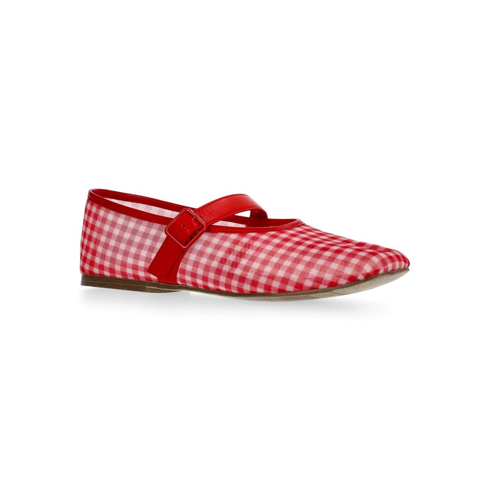 Weekend Academy Ballet Red Gingham Mesh Mary Jane Shoes Little Girl / Kid Size 2
